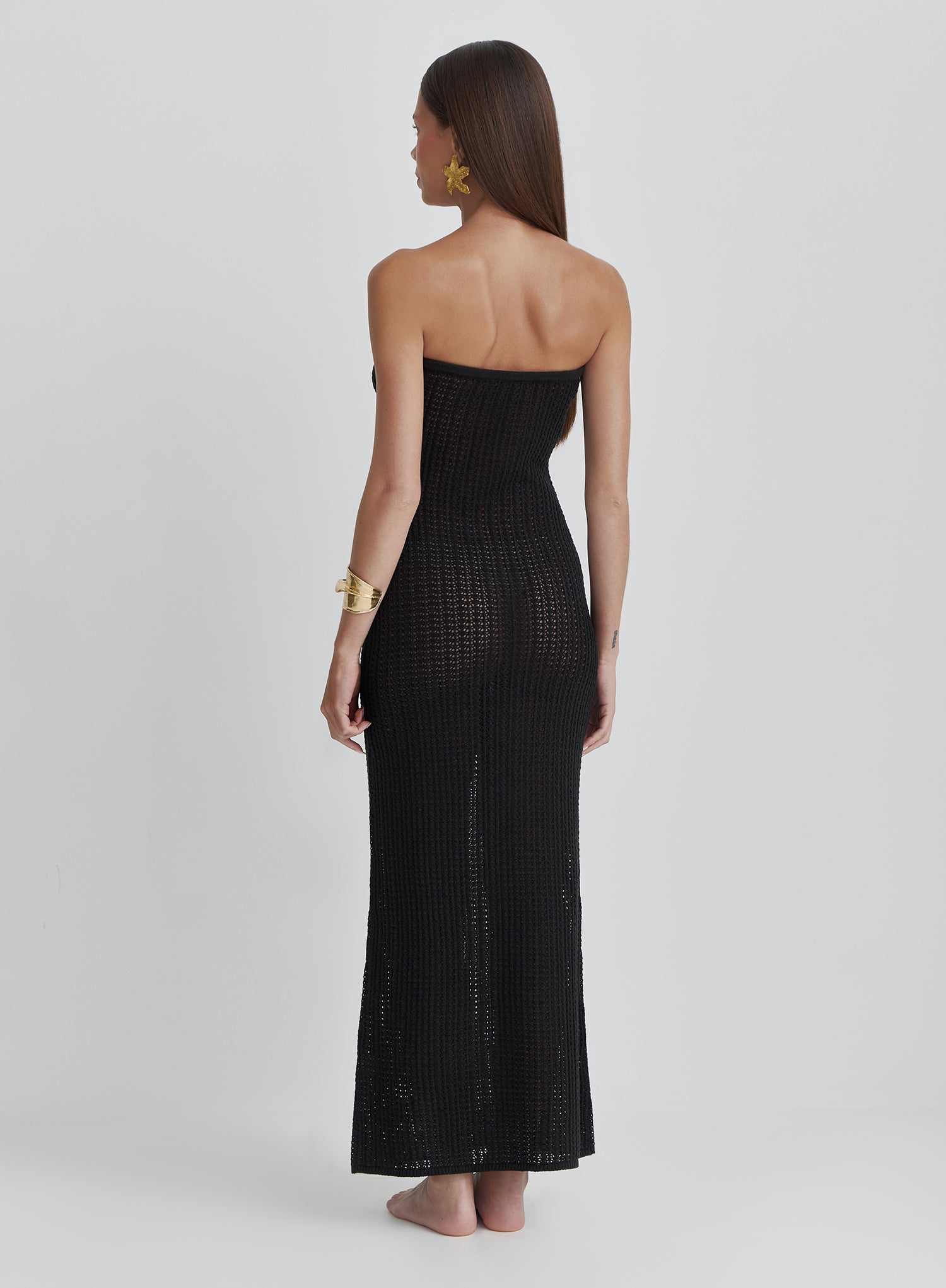 Black Knitted Bandeau Maxi Beach Dress